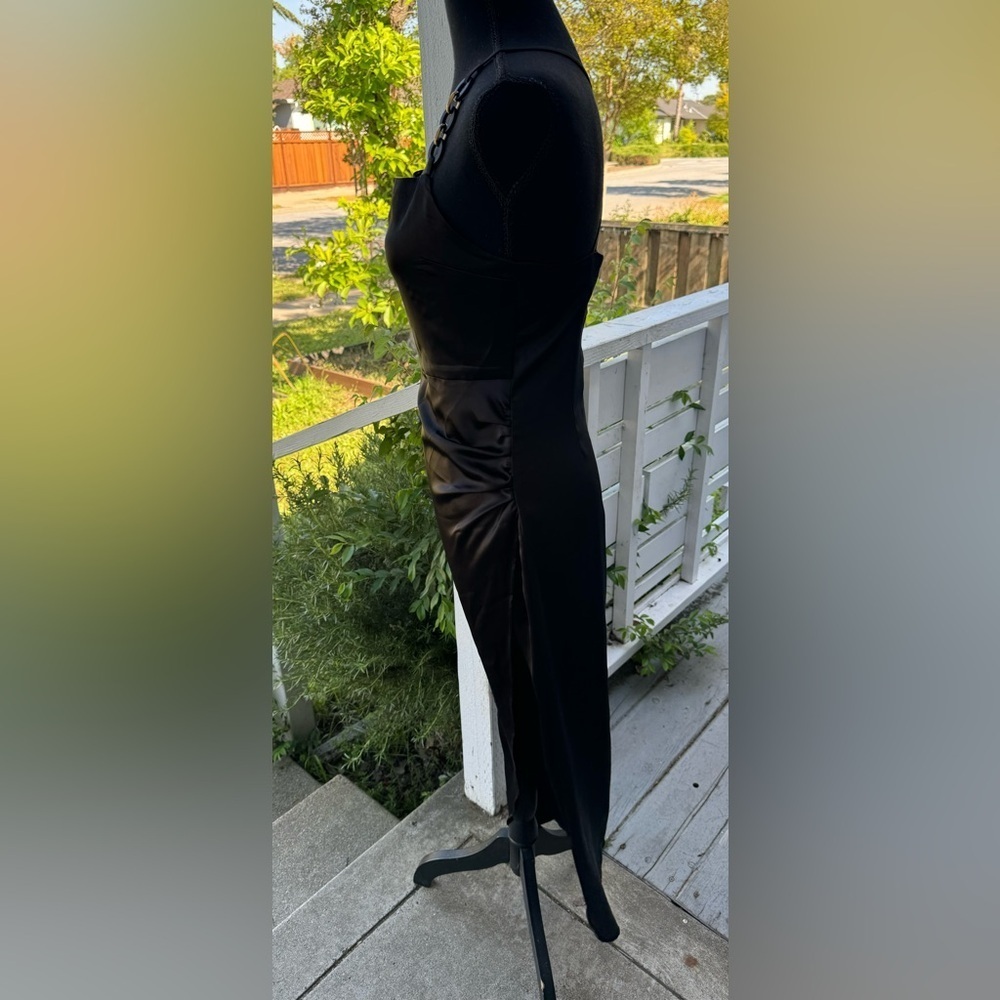 Zara Black Satin Maxi Dress with Side Slit - Picture 4 of 9